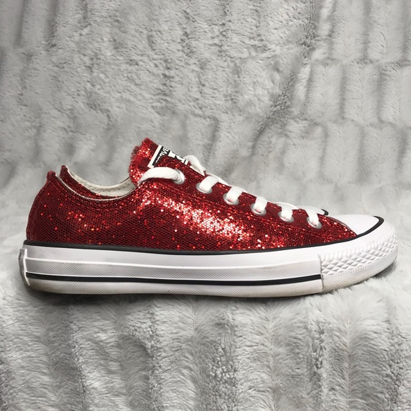 red sparkle sneakers